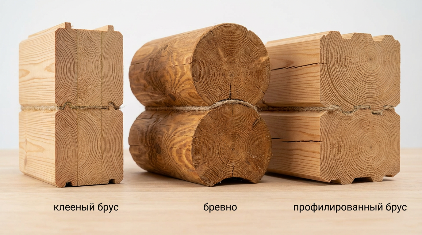 Сравнение клееного бруса и оцилиндрованного бревна